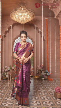 Purple Floral Paithani Saree- Moolchand Mill